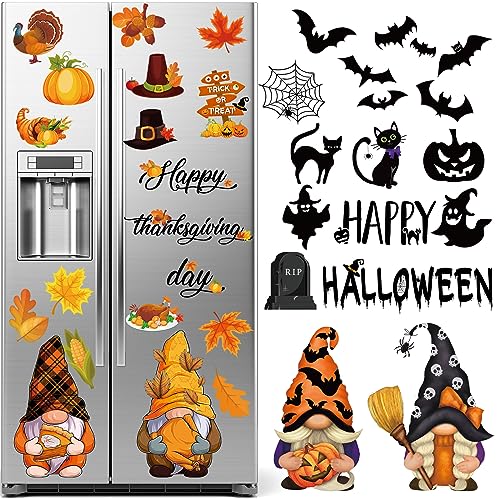 Halloween & Thanksgiving Fridge Magnets Set - Fall Gnome, Ghost, Pumpkin Decor