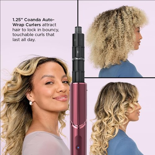 Shark FlexStyle Hair Dryer Brush & Multi-Styler - Powerful Auto-Wrap Curlers & Attachments | Black Cherry