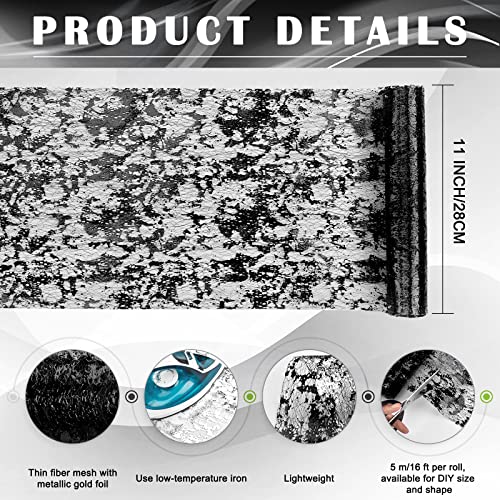 Black Metallic Table Runner 11''x192'' - Sequin Mesh Party Decor, Variation: 16 Feet