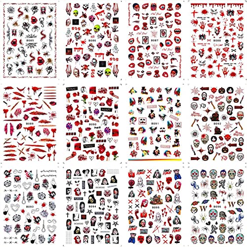 Halloween Nail Art Stickers 3D Self-Adhesive Skull Ghost Wounds - Nail Sticker-3