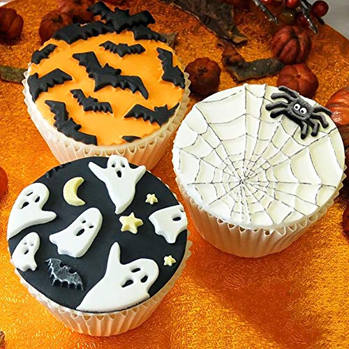 Halloween Skull Spider Bat Ghost Silicone Fondant Mold - White