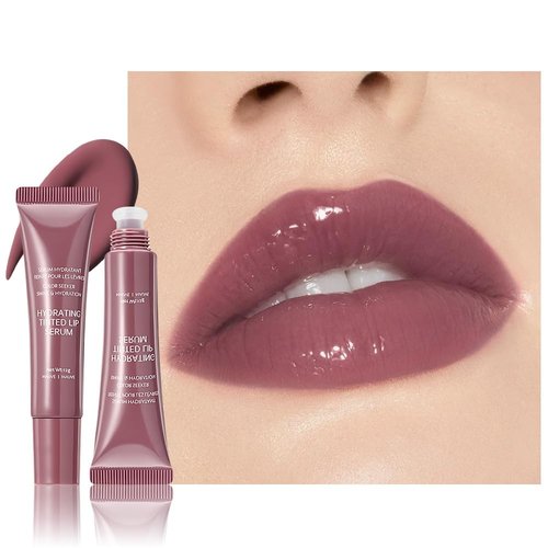 FeiCuiYun Lip Tinted Glowy Balm - Ultra-Hydrating Vegan Lip Serum for Sheer Shine & Softness (Plum)