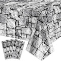 4 Pack Stone Wall Tablecloths - Rectangular Cobblestone Party Cover 51 x 106 Inch - Medieval Castle Decor