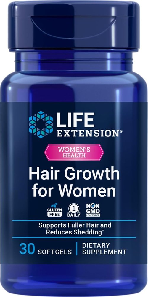 Life Extension Hair Growth Supplement for Women - Boost Fullness & Density with Ceramosides™ | 30 Gluten-Free Softgels