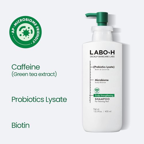 LABO.H Scalp Strengthening Shampoo - Hair Growth & Anti-Loss Formula | Vegan Ceramide, Rosemary Oil, 13.5 Fl. oz.