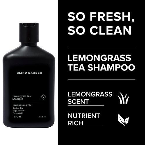 Blind Barber Lemongrass Tea Daily Clarifying Shampoo - Sulfate-Free Hair Thickening Formula with Minty Scent (12 Oz)