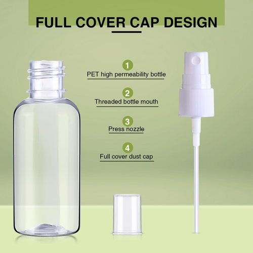 Uiifan 100 Pcs Mini Clear Spray Bottles 1 oz Small Empty Plastic Fine Mist Spray Bottles with Small Funnels for Essential Oils Travel Alcohol Perfumes