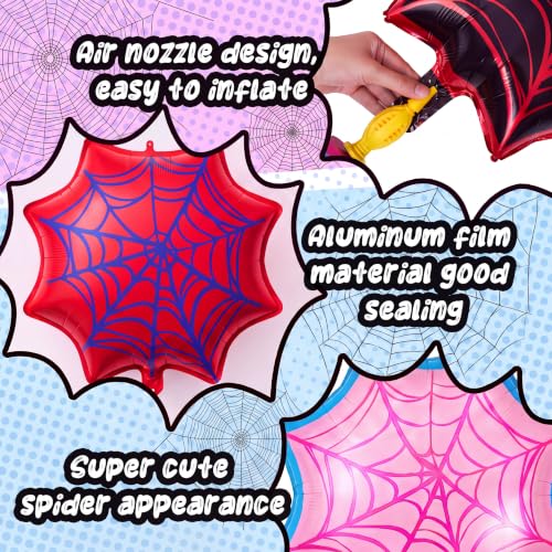 Soulchen 6 Pack Spider Web Balloons Party Decorations Blue Pink Black - Variation of THIS listing