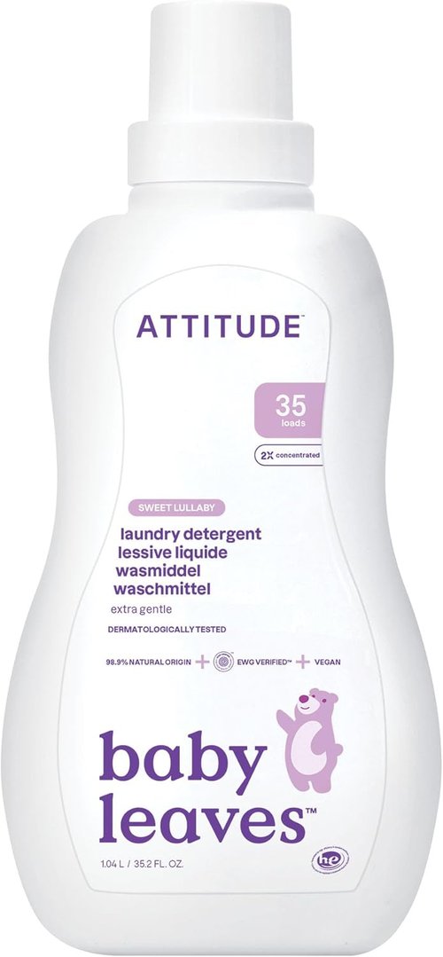 ATTITUDE Baby Laundry Detergent - EWG Verified, Plant-Based Formula, Sweet Lullaby Scent, 35 Loads | 35.5 Fl Oz