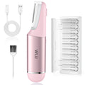 WLU Dermaplane Razor for Women Face with 10 Replaceable Blades, Dermaplaning Tool for Face to Remove Facial Hair & Peach Fuzz, Sonic Dermaplaning Tool for Women, Dermaplane Razor(Pink)
