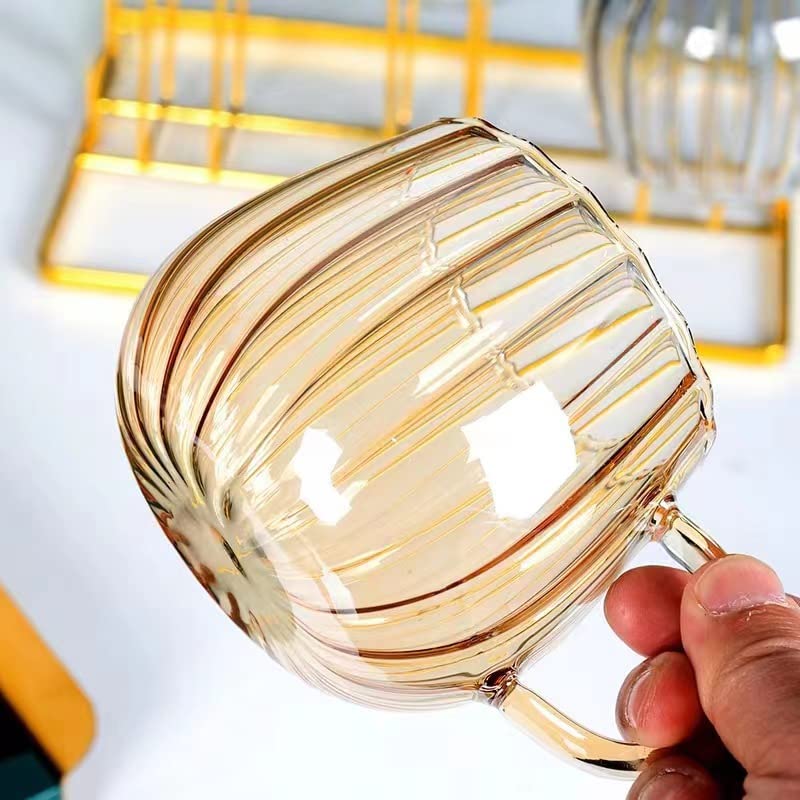Glass Coffee Mug 350ml with Handle - Amber, Suitable for Tea, Juice, Milk & Drinks