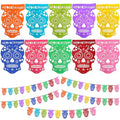 Mexican Multicolor Paper Skull Banners Set of 5 - Day of the Dead Decorations