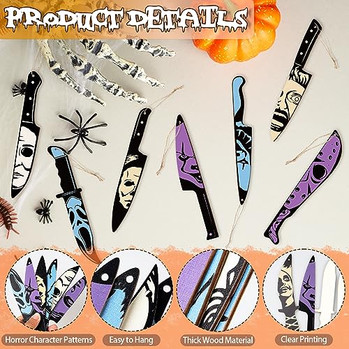 Blue Horror Movie Decor Knife Hanging Ornaments - Halloween Tree Decorations, 12pcs