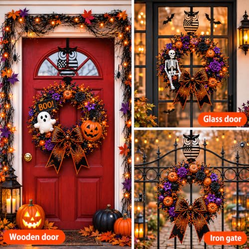 15-Inch Metal Halloween Wreath Hanger for Front Door - Heavy Duty Support