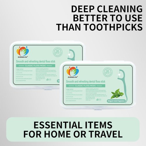 200 Count Floss Picks with 4 Travel Handy Cases, Mint Dental Floss Picks, Tooth Picks Flossers Keep Your Teeth Clean and Helps to Fight Tooth Decay, Floss Sticks for Family