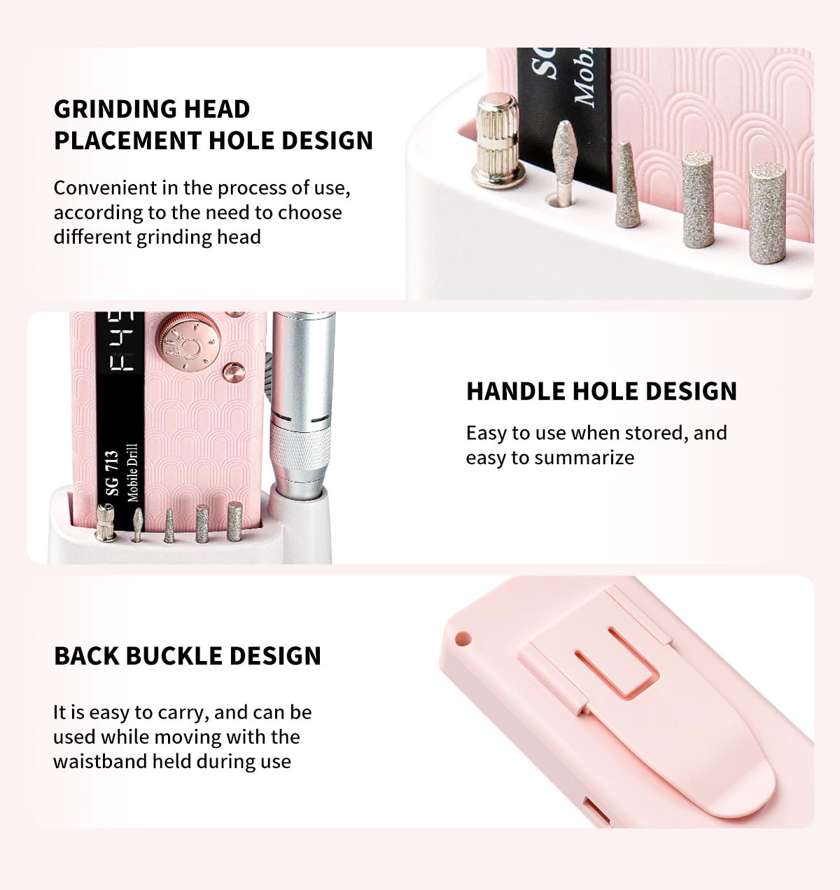 Electric Nail File Professional Kit - Professional 45000RPM Portable Nails Drills Kit with 11 Bits & Base LED Screen Cordless E Filer for Gel Acrylic Nails Remover Home Salon Manicure Pedicure Tools