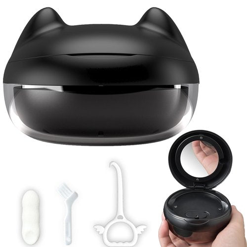 Gaboolo Retainer Case for Cleaning,No-Leak Mouth Guard Cute Retainer Case with Retainer Removal Tool and Brush (Black Cat)