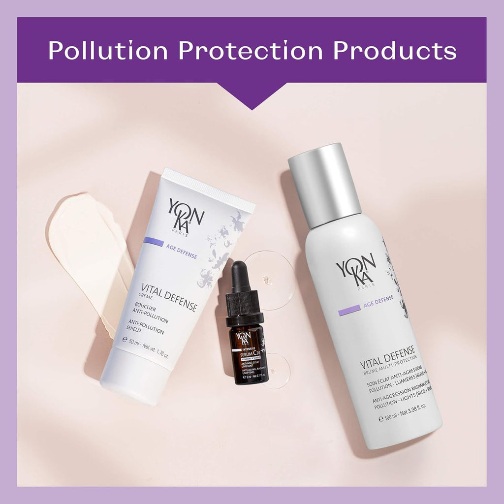 Yonka Paris Vital Defense Day Cream - Pollution Protection Vitamin C Moisturizer | All Skin Types | 84% Natural Ingredients