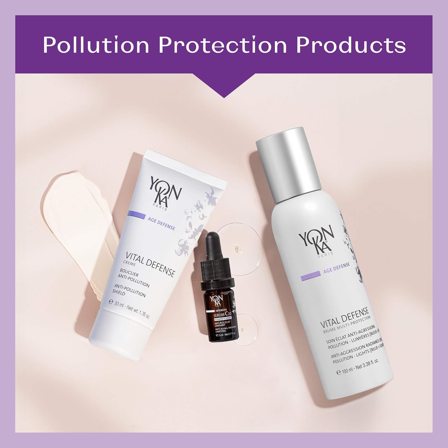 Yonka Paris Vital Defense Day Cream - Pollution Protection Vitamin C Moisturizer | All Skin Types | 84% Natural Ingredients