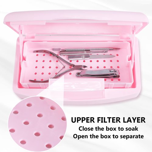 Machine-Ya Plastic Sterilizing Tray,Sterilization Box,Nail Art Tool Sterilizer Tray, Sterilizer Tray Box Nail Art Salon Sterilizing Too（Pink）