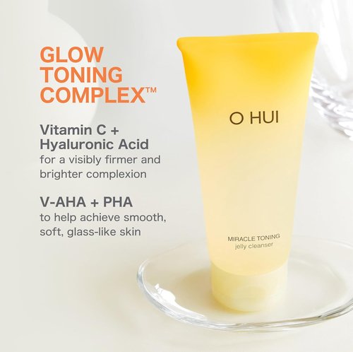 O HUI Miracle Toning Jelly Cleanser - Gentle Face Wash with Hyaluronic Acid & Vitamin C | Glowing Skin Solution