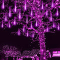 Purple Meteor Shower Lights for Halloween Christmas Decor Yard Outside - 16 Tubes