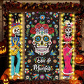 3-Pack Day of The Dead Porch Signs with LED Lights - Mexican Sugar Skull Door Decorations for Halloween & Fiesta