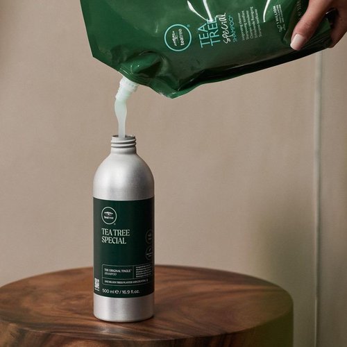 Tea Tree Special Shampoo - Deep Cleansing Formula in Aluminum Bottle & Refill Pouch | 16.9 oz + 33.8 fl oz