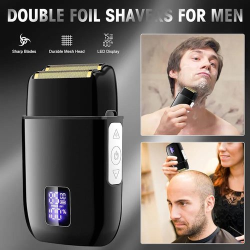 Roziapro Hair Clippers for Men Zero Gapped T-Blade Trimmer Rechargeable Foil Shavers Professional Hair Cutting Kit (Black)