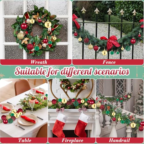 Christmas Ball Ornaments Set - 100 Assorted Gold Red Green Baubles with 3 Sizes & Styles