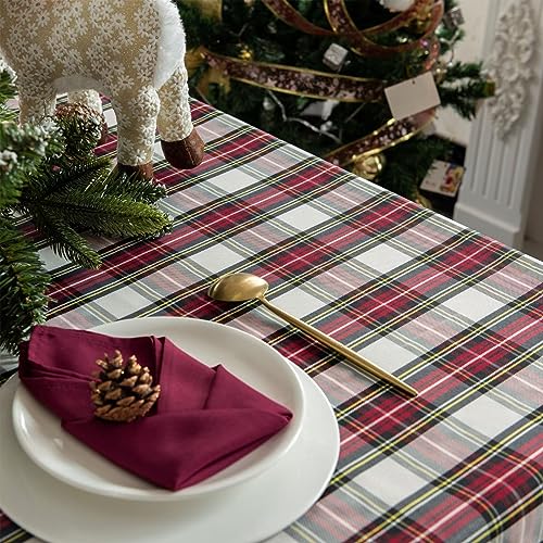 Christmas Waterproof Rectangle Tablecloth 60x84 Inch - White, Spill-Proof, Holiday Decor
