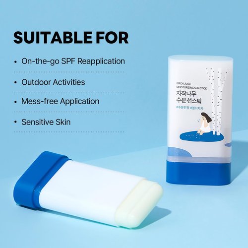 ROUND LAB Birch Juice Moisturizing Glow Eye Balm Stick + Birch Juice Moisturizing UVLock Sun Stick, Hydrating Multi Balm for Dark Circles, Korean sunscreen, No White Cast