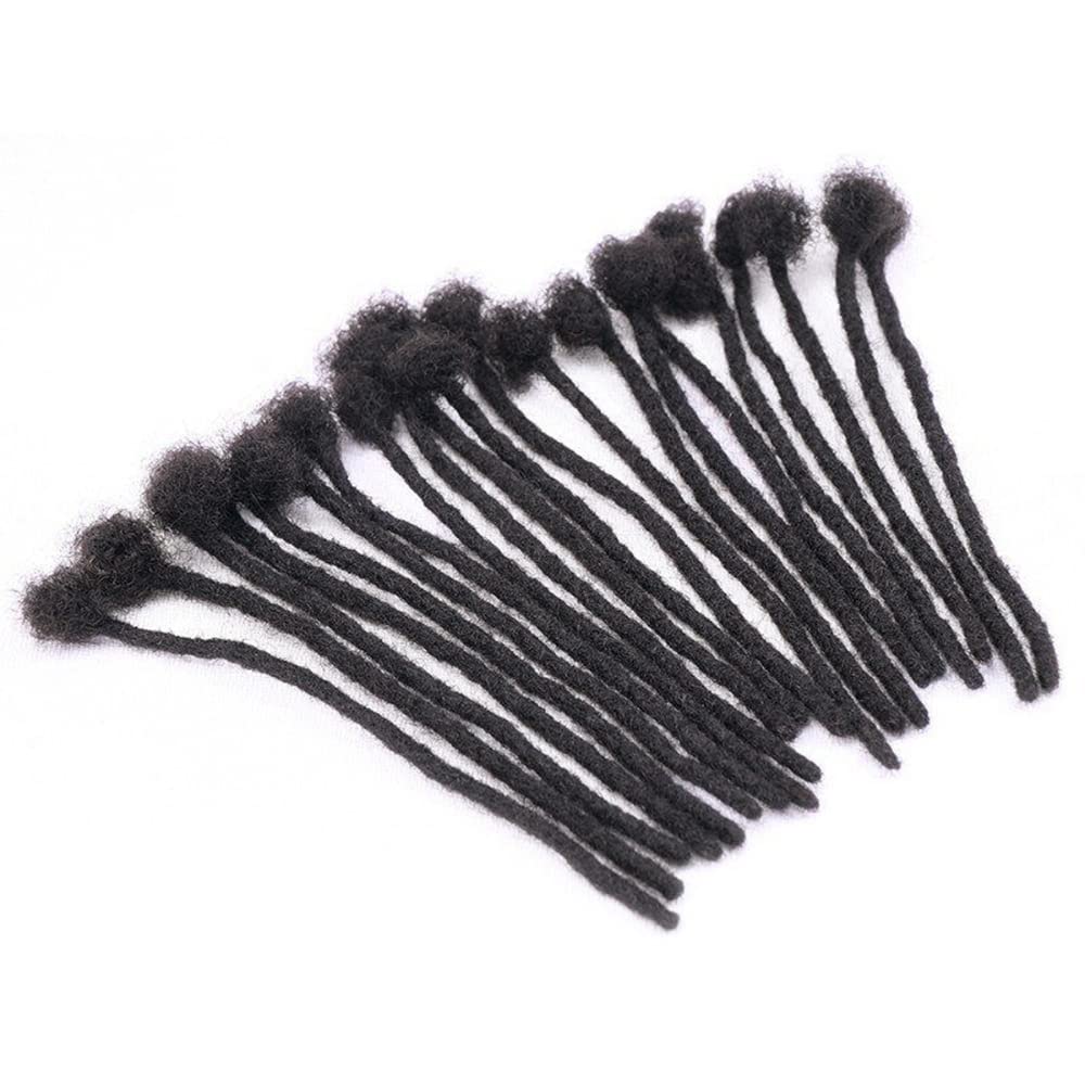 WacanDan 100% Human Hair Dreadlock Extensions for Men/Women, 0.6cm Thickness 4 Inch 60 Strands Full Handmade Can be Dyed and Bleached Permanent Loc Extensions Human Hair Natural Black