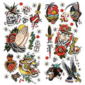 Temporary Tattoo Sheets 120×260mm Vintage Skull Rose Designs for Body Art