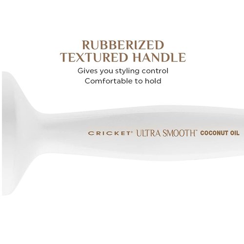 Cricket Ultra Smooth Coconut Thermal Hair Brush – 2.5” Ceramic Barrel, Coconut Oil and Keratin-Infused, Anti-Static Heat-Resistant Bristles, Textured Handle for Styling All Hair Types