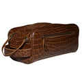 MILITARIA STUFFS Premium Buffalo Leather Unisex Toiletry Bag Travel Kit (King Size) Shaving kit Accessories :Shaving Brush Case, Razor Protective Travel Case (Combo of 4 Items) (Crocodile Print)