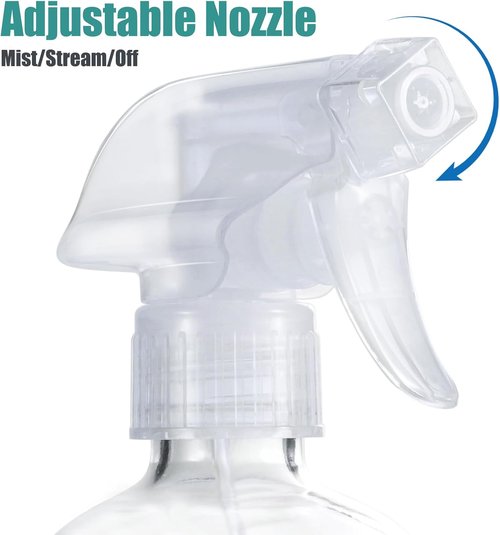 Skiennix Glass Spray Bottles - 16 oz Reusable with Silicone Sleeve & Adjustable Nozzle | 2 Pack in Pale Yellow & Mint Green