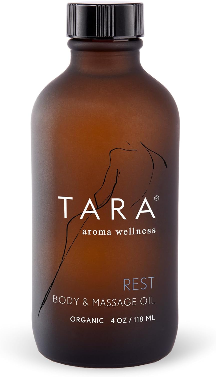 TARA Spa Therapy Massage Oil - Premium Organic Relaxation Blend with Lavender & Chamomile, 4 oz