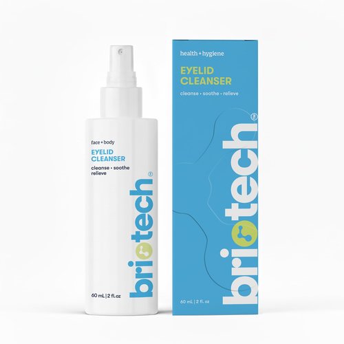 BRIOTECH Eyelid Cleanser, Hypochlorous Acid Spray, Lid & Eyelash Cleanser, Soothe Sensitivities, Calm Redness & Bumps, Support Against Irritation, Vegan, Travel Size 2 Fl oz (1 Pack)