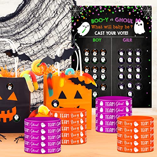 Halloween Gender Reveal Party Game Kit with Ghost Voting Posters & Stickers