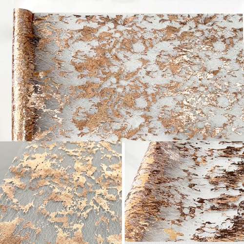 Rose Gold Glitter Metallic Mesh Table Runner 12 Pack 11x108 Inches for Wedding & Parties - 2x9FT