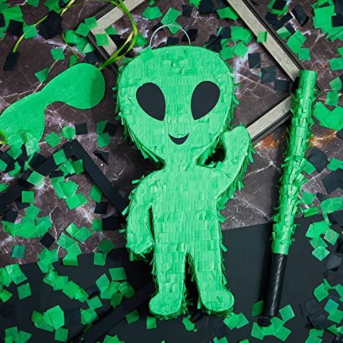 Alien Piñata with Stick, Blindfold & Confetti for Kids Party - Space Theme