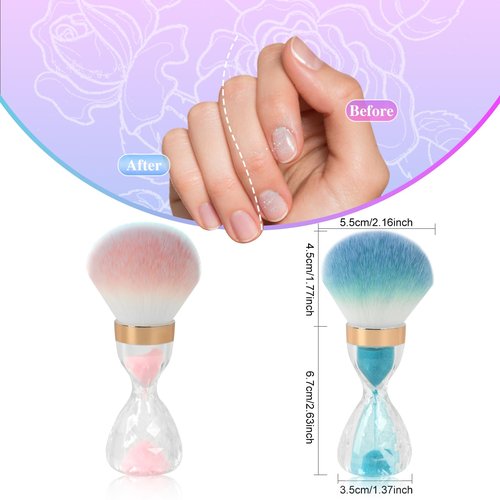 Ruetail Nail Dust Brush for Acrylic Nails,Soft Brush Nail Art Dust Powder Remover Brushes,Manicure Brush Clean Up Tools for Home Use or Salon Nail Art Brush(Hourglass Pink)