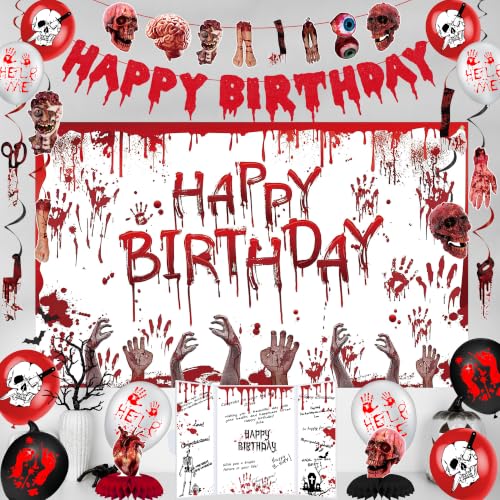 Halloween Horror Birthday Banner Guestbook Party Decorations Set