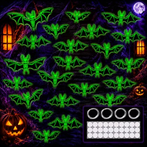 20PCS Glow-in-the-Dark Skeleton Bat Decorations for Halloween - Notus Tide