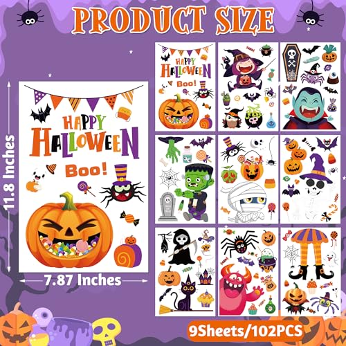 Halloween Window Clings - 102 PCS Spooky & Fun Decorations for Home & Party - Variation: Halloween