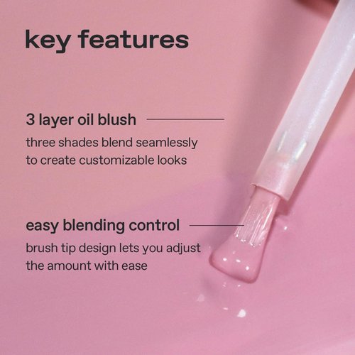 glow liquid blush #purpleflame | lightweight | dewy radiant finish | buildable, long-lasting colour | 3‑layer oil blush | healthy glow for cheeks | 2.7 oz