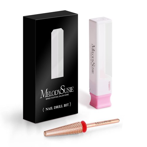 MelodySusie Super Long 5 in 1 Nail Drill Bits, 3/32'' Carbide Tungsten Bits, Suitable for Manicure Pedicure Cuticle Gel Polishing, Professional Advanced Bits, Rose Gold, Series Bit-X, Fine