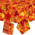 Autumn Maple Leaf Plastic Tablecloths 4 Pack - Fall Harvest Party Decor, 54x108 inches - Variation of 4