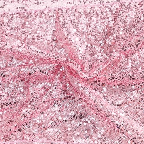 Pink Sequin Table Runner 12x72 Inch - Glitter Party Decor for Weddings & Events - 6 Pack - Pink